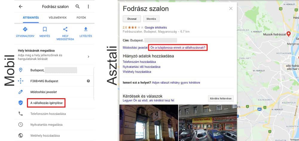 Google térkép megjelenítése mobil és asztali verzióban